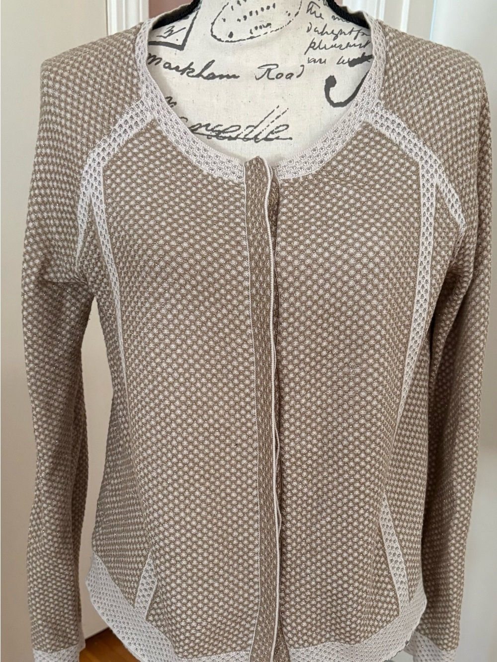 Comptoir Des Cotonniers Beige Cardigan with Cream Trim
